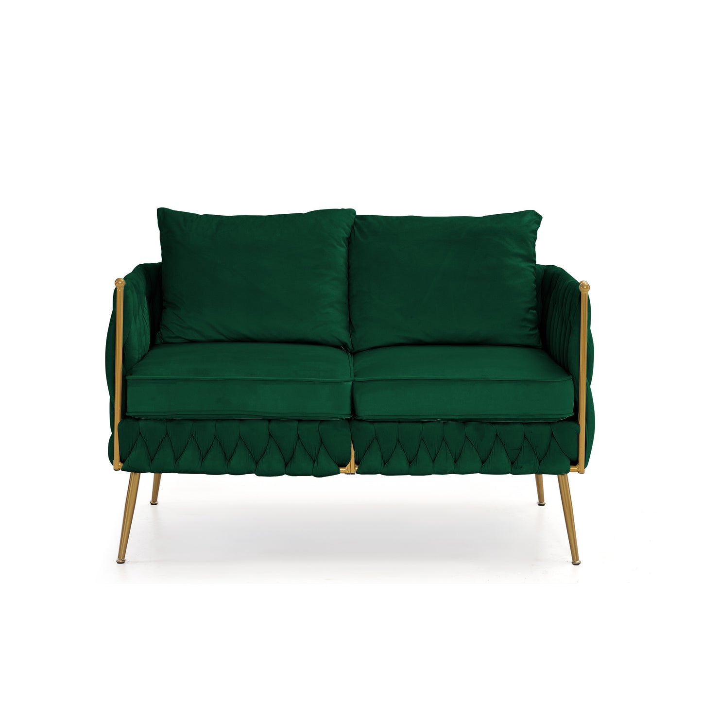 Mid Century Green Velvet Love Seat
